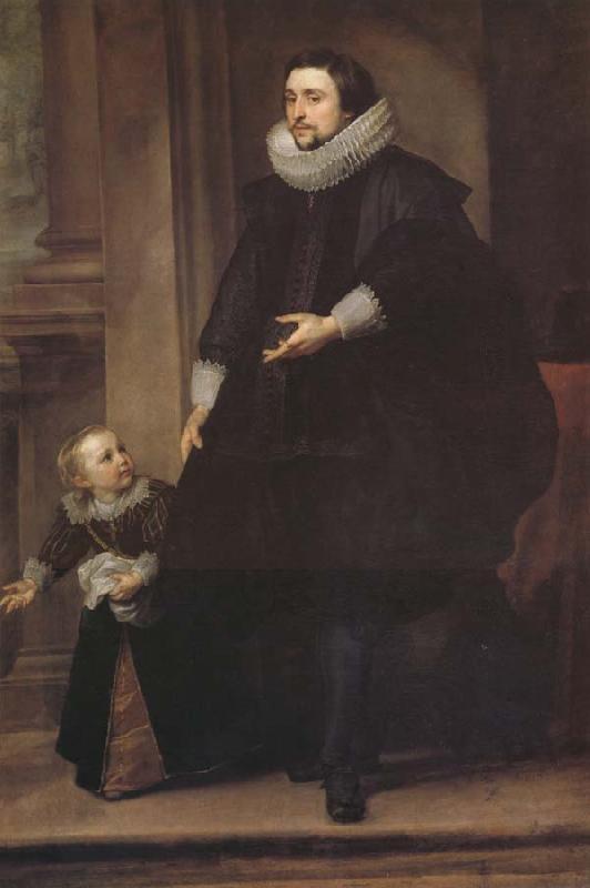 Anthony Van Dyck Portrait d'un homme de qualite et d'un enfant Sweden oil painting art